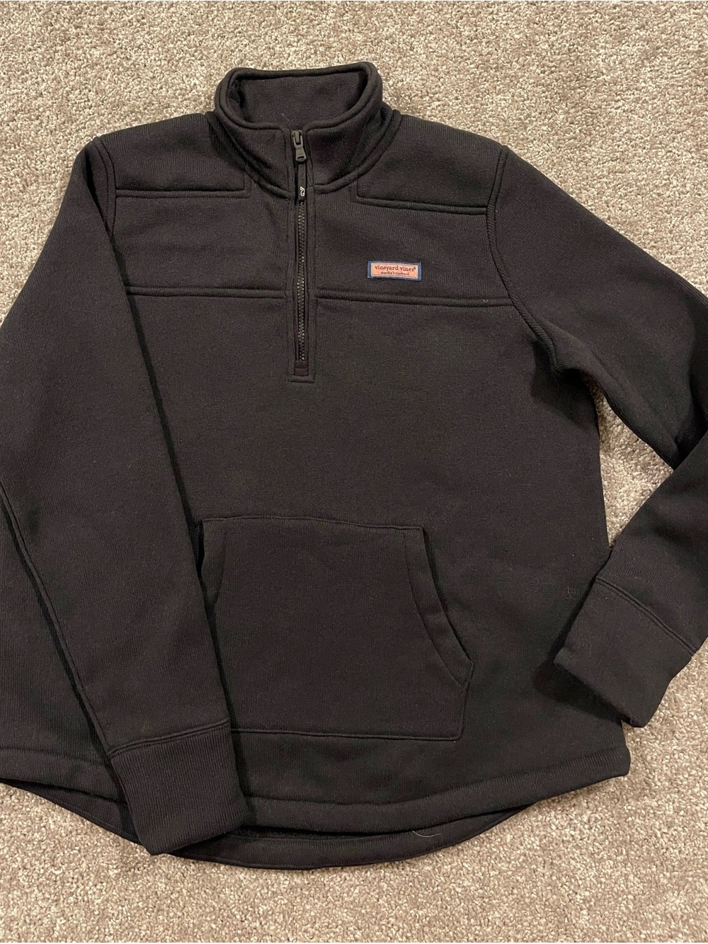 Vineyard Vines Women’s L Quarter-Zip Knit Pullover Kangaroo Pouch Sherpa Inside